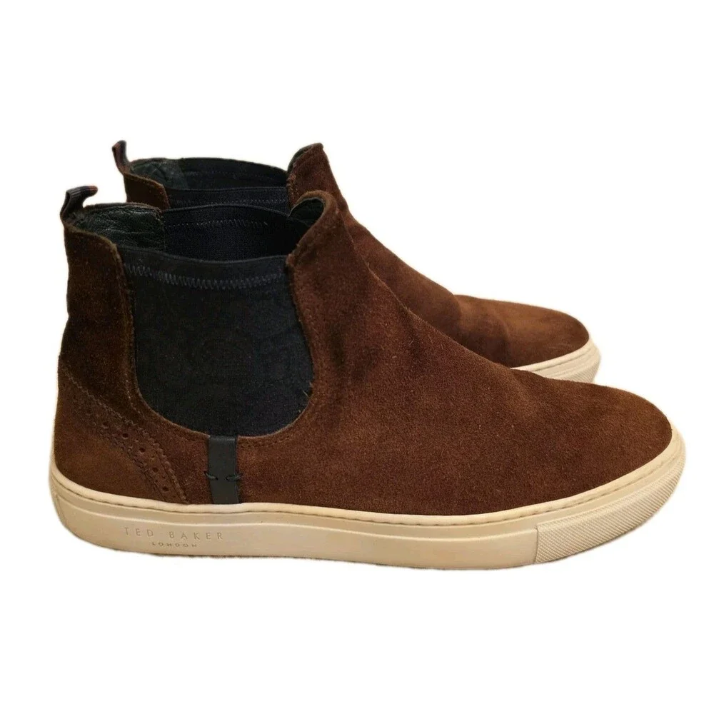 Ted Baker Mens 8.5 London Lykeen Brown Suede Casual Lifestyle Daily Chelsea Boot